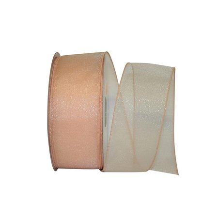 RELIANT RIBBON Sheer Lovely Value Wired Edge Ribbon Peach 2.5 in. x 50 yards 99908W-062-40K